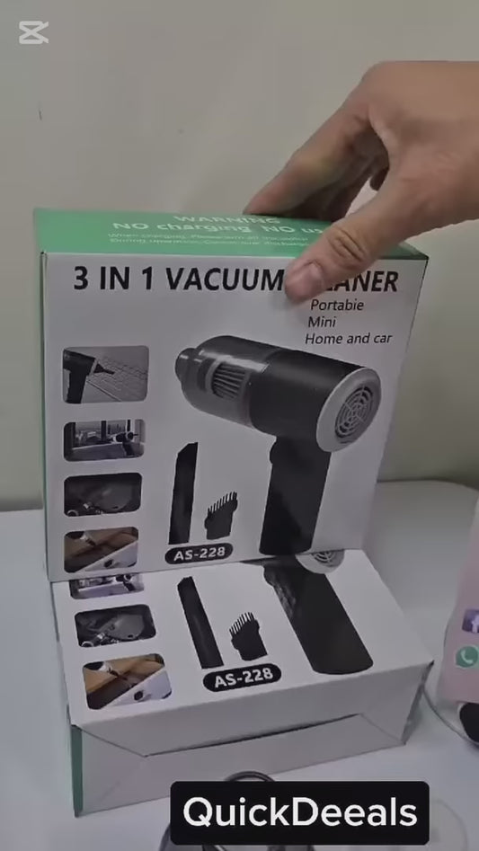 3 In 1 Portable Vacuum Cleaner Duster Blower Air Pump Wireless Hand-held Cleaning For Car Home